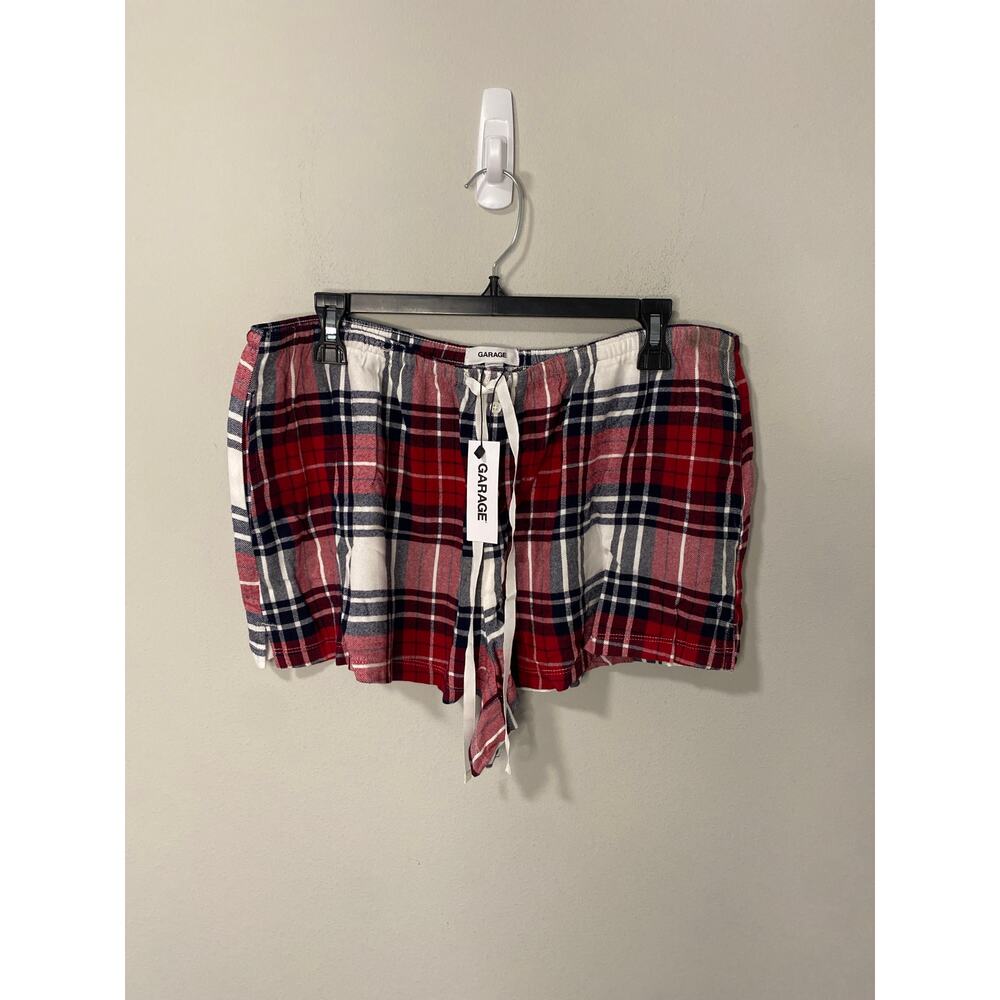 New Garage Flannel Plaid Loungewear Short Shorts, Size Large